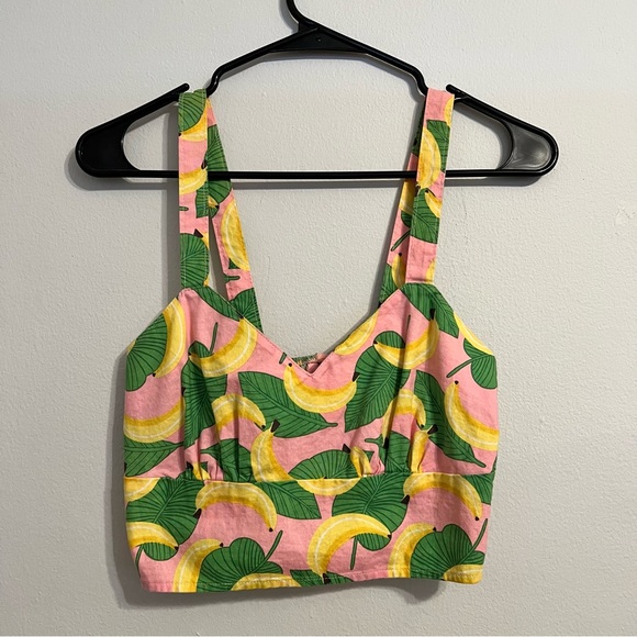 Retrolicious Bananas Pink Crop Tank Top Size Small - Picture 1 of 5
